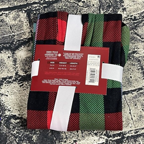 Wondershop Baby 3-6 Months 1 Piece Zip Family Sleep Black Red Green Plaid - Picture 5 of 8